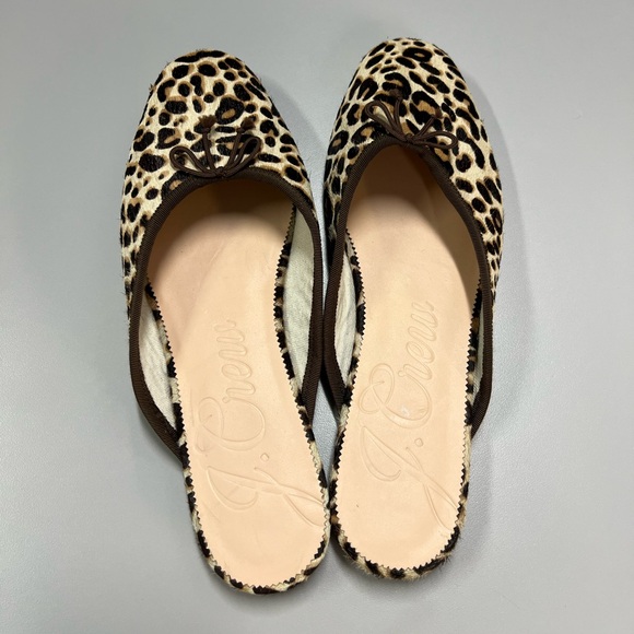 J. Crew Calf hair Zoe Leopard Ballet Flats Slip on Size 12 - Picture 3 of 9